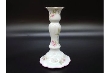 ビンテージ　フランス　LIMOGES(リモージュ)　GIRAUD(ジロー)　花柄がエレガントなプレート4枚&キャンドルスタンドセット(ヴィンテージ、フラワー、燭台、ろうそく立て、火立て、キャンドルスティック、蝋燭立て、皿、中皿、磁器、洋食器)(R-078839)