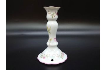 ビンテージ　フランス　LIMOGES(リモージュ)　GIRAUD(ジロー)　花柄がエレガントなプレート4枚&キャンドルスタンドセット(ヴィンテージ、フラワー、燭台、ろうそく立て、火立て、キャンドルスティック、蝋燭立て、皿、中皿、磁器、洋食器)(R-078839)