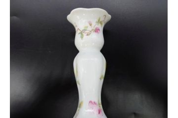 ビンテージ　フランス　LIMOGES(リモージュ)　GIRAUD(ジロー)　花柄がエレガントなプレート4枚&キャンドルスタンドセット(ヴィンテージ、フラワー、燭台、ろうそく立て、火立て、キャンドルスティック、蝋燭立て、皿、中皿、磁器、洋食器)(R-078839)