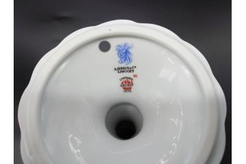 ビンテージ　フランス　LIMOGES(リモージュ)　GIRAUD(ジロー)　花柄がエレガントなプレート4枚&キャンドルスタンドセット(ヴィンテージ、フラワー、燭台、ろうそく立て、火立て、キャンドルスティック、蝋燭立て、皿、中皿、磁器、洋食器)(R-078839)