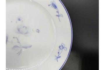 ビンテージ　フランス　LIMOGES(リモージュ)　GIRAUD(ジロー)　花柄がエレガントなプレート4枚&キャンドルスタンドセット(ヴィンテージ、フラワー、燭台、ろうそく立て、火立て、キャンドルスティック、蝋燭立て、皿、中皿、磁器、洋食器)(R-078839)