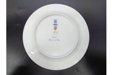 ビンテージ　フランス　LIMOGES(リモージュ)　GIRAUD(ジロー)　花柄がエレガントなプレート4枚&キャンドルスタンドセット(ヴィンテージ、フラワー、燭台、ろうそく立て、火立て、キャンドルスティック、蝋燭立て、皿、中皿、磁器、洋食器)(R-078839)