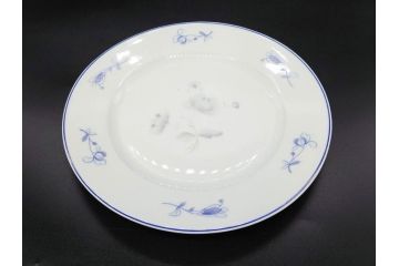 ビンテージ　フランス　LIMOGES(リモージュ)　GIRAUD(ジロー)　花柄がエレガントなプレート4枚&キャンドルスタンドセット(ヴィンテージ、フラワー、燭台、ろうそく立て、火立て、キャンドルスティック、蝋燭立て、皿、中皿、磁器、洋食器)(R-078839)