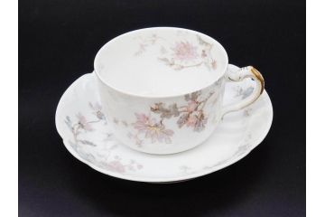 ビンテージ　フランス　LIMOGES(リモージュ)　HAVILAND(アビランド)　淡い花柄が上品なカップ&ソーサー7客セット(ヴィンテージ、金彩、フラワー、C&S、磁器、洋食器)(R-078840)