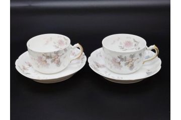 ビンテージ　フランス　LIMOGES(リモージュ)　HAVILAND(アビランド)　淡い花柄が上品なカップ&ソーサー7客セット(ヴィンテージ、金彩、フラワー、C&S、磁器、洋食器)(R-078840)
