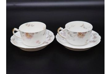ビンテージ　フランス　LIMOGES(リモージュ)　HAVILAND(アビランド)　淡い花柄が上品なカップ&ソーサー7客セット(ヴィンテージ、金彩、フラワー、C&S、磁器、洋食器)(R-078840)