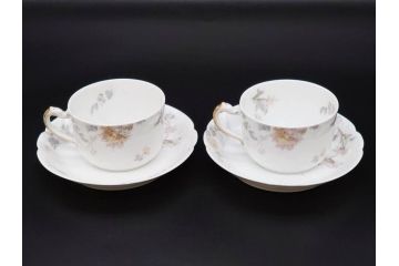 ビンテージ　フランス　LIMOGES(リモージュ)　HAVILAND(アビランド)　淡い花柄が上品なカップ&ソーサー7客セット(ヴィンテージ、金彩、フラワー、C&S、磁器、洋食器)(R-078840)