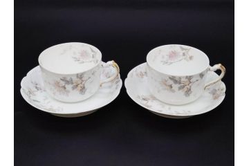 ビンテージ　フランス　LIMOGES(リモージュ)　HAVILAND(アビランド)　淡い花柄が上品なカップ&ソーサー7客セット(ヴィンテージ、金彩、フラワー、C&S、磁器、洋食器)(R-078840)