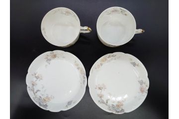 ビンテージ　フランス　LIMOGES(リモージュ)　HAVILAND(アビランド)　淡い花柄が上品なカップ&ソーサー7客セット(ヴィンテージ、金彩、フラワー、C&S、磁器、洋食器)(R-078840)