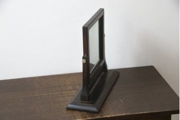 和製ビンテージ　松本民芸家具　シックな佇まいが目を惹く卓上ミラー(置き鏡、スタンドミラー、鏡、ヴィンテージ)(R-078842)