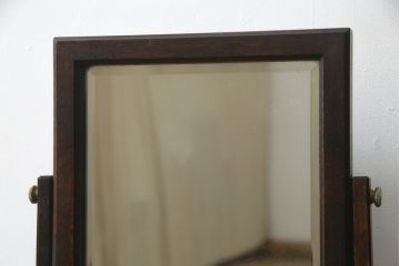 和製ビンテージ　松本民芸家具　シックな佇まいが目を惹く卓上ミラー(置き鏡、スタンドミラー、鏡、ヴィンテージ)(R-078842)