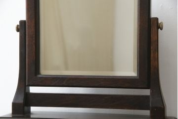 和製ビンテージ　松本民芸家具　シックな佇まいが目を惹く卓上ミラー(置き鏡、スタンドミラー、鏡、ヴィンテージ)(R-078842)