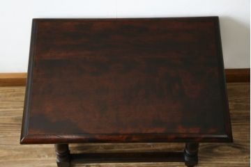 和製ビンテージ　松本民芸家具　#25型スツール・テーブル　クラシカルなデザインがお洒落なサイドテーブル(コーヒーテーブル、カフェテーブル、花台、飾り台、椅子、イス、ヴィンテージ)(R-078843)
