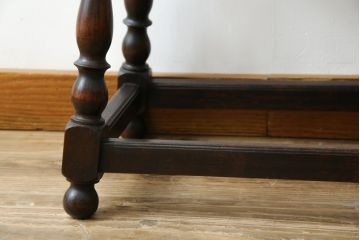 和製ビンテージ　松本民芸家具　#25型スツール・テーブル　クラシカルなデザインがお洒落なサイドテーブル(コーヒーテーブル、カフェテーブル、花台、飾り台、椅子、イス、ヴィンテージ)(R-078843)