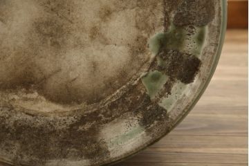 アンティーク雑貨　昭和初期　山水・風景の図　和の風情を感じる瀬戸火鉢(鉢カバー、傘立て)(R-078844)