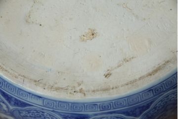 和製アンティーク　明治〜大正期　大型!!　菊の図　繊細な図柄が美しい瀬戸火鉢(鉢カバー、傘立て)(R-078848)