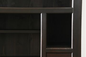 和製アンティーク　前面欅(ケヤキ)材　赤松材　変わりデザインの北陸水屋箪笥(キャビネット、食器棚、収納棚、戸棚、重ね箪笥、上下バラ売り可能)(R-078850)