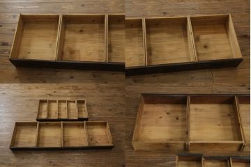 和製アンティーク　前面欅(ケヤキ)材　赤松材　変わりデザインの北陸水屋箪笥(キャビネット、食器棚、収納棚、戸棚、重ね箪笥、上下バラ売り可能)(R-078850)