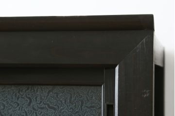和製アンティーク　前面欅(ケヤキ)材　赤松材　変わりデザインの北陸水屋箪笥(キャビネット、食器棚、収納棚、戸棚、重ね箪笥、上下バラ売り可能)(R-078850)