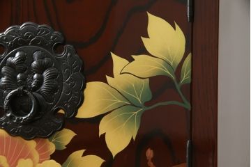 中古　美品!!　木地呂塗りに漆絵が美しい特注品の岩谷堂箪笥(小箪笥、収納箪笥、整理箪笥、和箪笥)(定価約150万円)(R-078854)