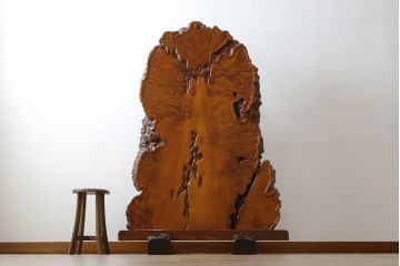 和製ビンテージ　美品　上手物!!　楓玉杢材　重厚な一枚板の衝立て(パーテーション、衝い立て、つい立て、間仕切り、ディスプレイ、ヴィンテージ)(R-078858)