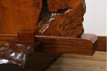 和製ビンテージ　美品　上手物!!　楓玉杢材　重厚な一枚板の衝立て(パーテーション、衝い立て、つい立て、間仕切り、ディスプレイ、ヴィンテージ)(R-078858)