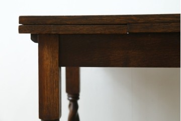 イギリスアンティーク　希少な低いサイズ!!　オーク材　ツイストレッグのドローリーフコーヒーテーブル　(R-078859)