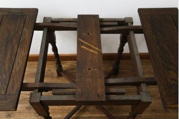イギリスアンティーク　希少な低いサイズ!!　オーク材　ツイストレッグが特徴的なドローリーフコーヒーテーブル(カフェテーブル、エクステンションテーブル、ドローリーフテーブル、英国)(R-078859)