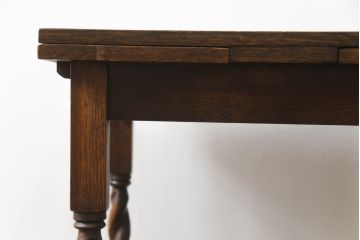 イギリスアンティーク　希少な低いサイズ!!　オーク材　ツイストレッグが特徴的なドローリーフコーヒーテーブル(カフェテーブル、エクステンションテーブル、ドローリーフテーブル、英国)(R-078859)