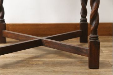 イギリスアンティーク　希少な低いサイズ!!　オーク材　ツイストレッグが特徴的なドローリーフコーヒーテーブル(カフェテーブル、エクステンションテーブル、ドローリーフテーブル、英国)(R-078859)