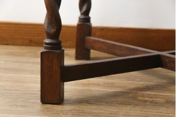 イギリスアンティーク　希少な低いサイズ!!　オーク材　ツイストレッグが特徴的なドローリーフコーヒーテーブル(カフェテーブル、エクステンションテーブル、ドローリーフテーブル、英国)(R-078859)