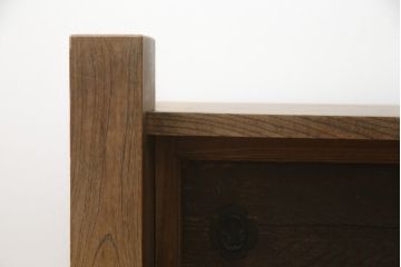 和製アンティーク　欅(ケヤキ)材と高級杉材の引き戸付き置き床(置床、ローボード、リビングボード、テレビ台、テレビボード、収納棚、戸棚)(R-078860)