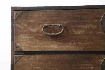 和製アンティーク　上杢!!　前面欅(ケヤキ)材　金具遣いが上品で風情のある相馬箪笥ローボード(仙台箪笥、時代箪笥、和たんす、衣装箪笥、引き出し、サイドボード、テレビ台、サイドチェスト)(R-078867)
