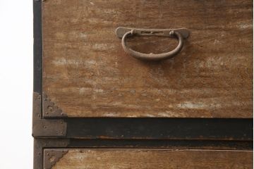 和製アンティーク　上杢!!　前面欅(ケヤキ)材　金具遣いが上品で風情のある相馬箪笥ローボード(仙台箪笥、時代箪笥、和たんす、衣装箪笥、引き出し、サイドボード、テレビ台、サイドチェスト)(R-078867)