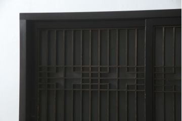 中古　ラフジュ工房オリジナル　古建具リメイク　すりガラス入り　洗練された和の雰囲気を放つ重ね戸棚(書院戸、組子、キャビネット、収納棚、食器棚)(R-078869)