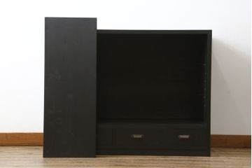 中古　ラフジュ工房オリジナル　古建具リメイク　すりガラス入り　洗練された和の雰囲気を放つサイドボード(書院戸、組子、サイドキャビネット、収納棚、戸棚、食器棚)(R-078870)