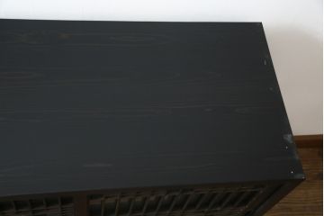 中古　ラフジュ工房オリジナル　古建具リメイク　すりガラス入り　洗練された和の雰囲気を放つサイドボード(書院戸、組子、サイドキャビネット、収納棚、戸棚、食器棚)(R-078871)