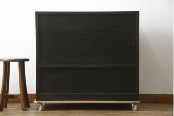 中古　ラフジュ工房オリジナル　古建具リメイク　すりガラス入り　洗練された和の雰囲気を放つサイドボード(書院戸、組子、サイドキャビネット、収納棚、戸棚、食器棚)(R-078871)