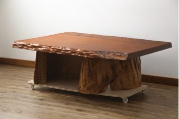 中古　屋久杉　自然な木の風合いが美しい存在感抜群のローテーブル(センターテーブル、リビングテーブル、座卓)(R-078874)