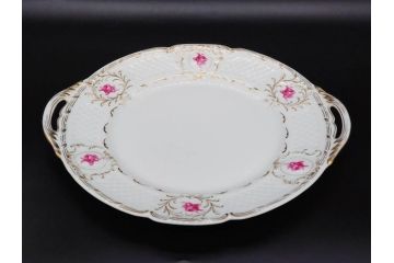 ビンテージ　フランス　LIMOGES(リモージュ)　Georges Boyer(ジョルジュ ボワイエ)　GIRAUD(ジロー)　優雅なデザインが魅力的なプレート3枚セット(ヴィンテージ、薔薇、バラ、ローズ、金彩、花柄、フラワー、大皿、変形皿、取手付き、耳付き、洋食器)(R-078881)