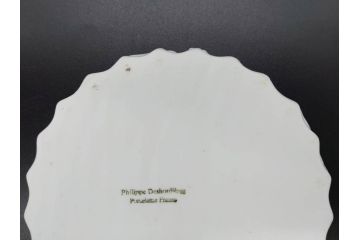 ビンテージ　フランス　Philippe Deshoulieres(フィリップデズリエ)　LIMOGES(リモージュ)　側面に施されたフルーツの模様が可愛らしいグラタン皿6枚セット(ヴィンテージ、果物、いちご、葡萄、洋ナシ、白磁、プレート、中皿、深皿、洋食器)(R-078885)