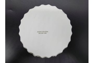 ビンテージ　フランス　Philippe Deshoulieres(フィリップデズリエ)　LIMOGES(リモージュ)　側面に施されたフルーツの模様が可愛らしいグラタン皿6枚セット(ヴィンテージ、果物、いちご、葡萄、洋ナシ、白磁、プレート、中皿、深皿、洋食器)(R-078885)