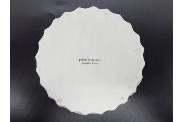 ビンテージ　フランス　Philippe Deshoulieres(フィリップデズリエ)　LIMOGES(リモージュ)　側面に施されたフルーツの模様が可愛らしいグラタン皿6枚セット(ヴィンテージ、果物、いちご、葡萄、洋ナシ、白磁、プレート、中皿、深皿、洋食器)(R-078885)