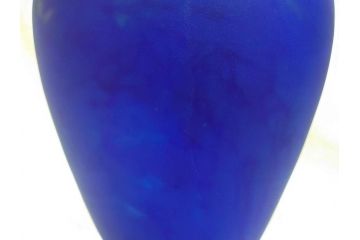 ガラス工芸家 藤田喬平　見惚れるほど鮮やかな瑠璃色の花瓶(手吹き、花器、花入、花生、花器、壷、壺、共箱付き)(R-078886)