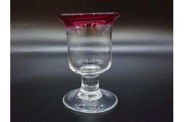 大正〜昭和初期　当時物　レトロな雰囲気が可愛らしい赤縁氷コップ2客セット(グラス、吹きガラス、和ガラス、硝子)(R-078887)