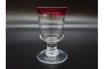 大正〜昭和初期　当時物　レトロな雰囲気が可愛らしい赤縁氷コップ2客セット(グラス、吹きガラス、和ガラス、硝子)(R-078887)