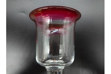大正〜昭和初期　当時物　レトロな雰囲気が可愛らしい赤縁氷コップ2客セット(グラス、吹きガラス、和ガラス、硝子)(R-078887)