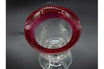 大正〜昭和初期　当時物　レトロな雰囲気が可愛らしい赤縁氷コップ2客セット(グラス、吹きガラス、和ガラス、硝子)(R-078887)