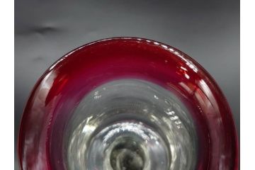 大正〜昭和初期　当時物　レトロな雰囲気が可愛らしい赤縁氷コップ2客セット(グラス、吹きガラス、和ガラス、硝子)(R-078887)
