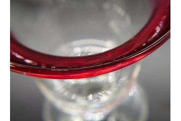 大正〜昭和初期　当時物　レトロな雰囲気が可愛らしい赤縁氷コップ2客セット(グラス、吹きガラス、和ガラス、硝子)(R-078887)